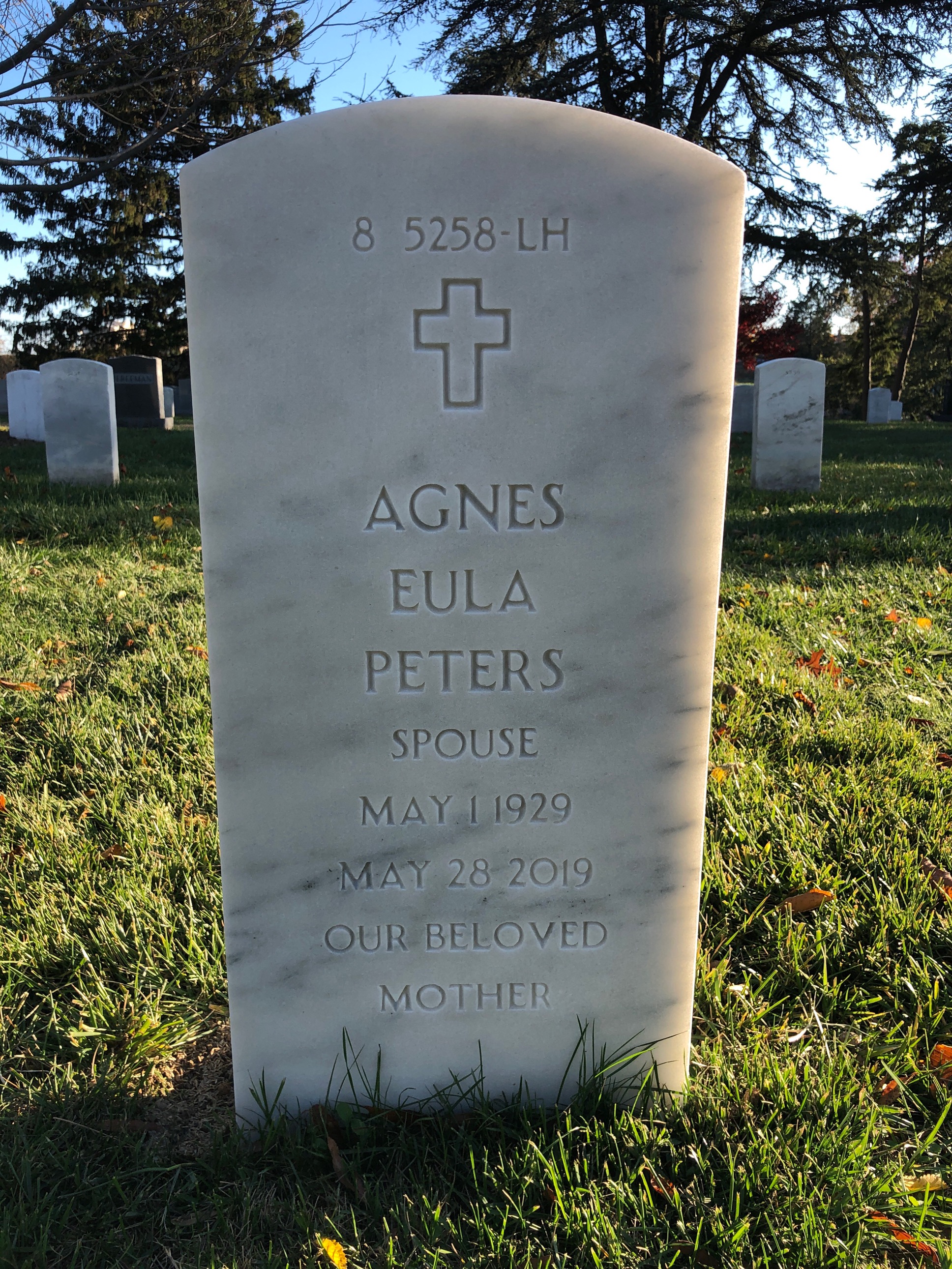 Back of headstone — Agnes Peters