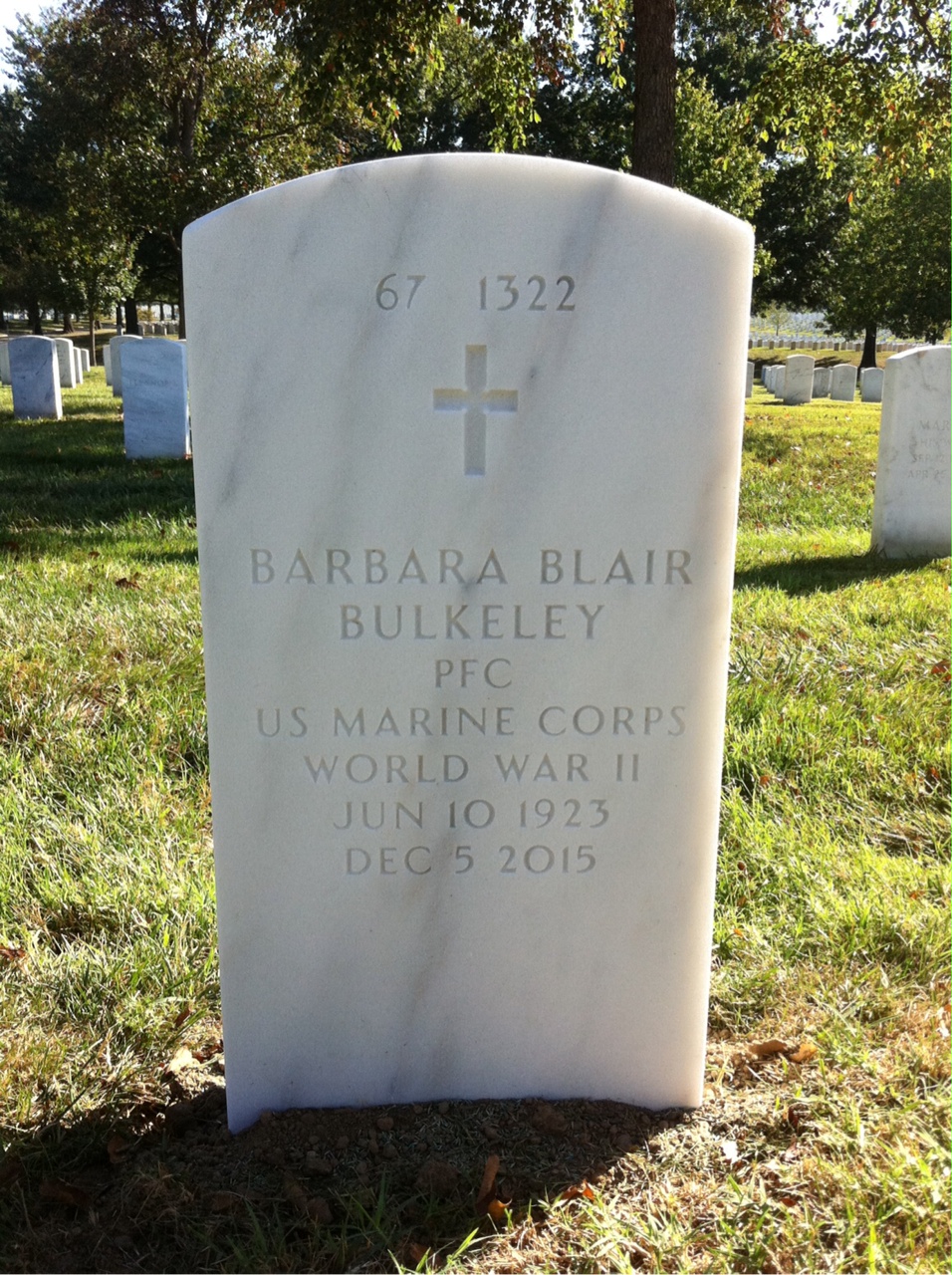 Back of headstone — Shiras Blair