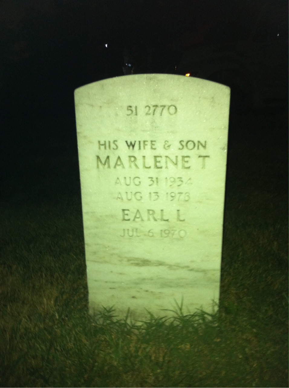Back of headstone — Earl Mosloskie