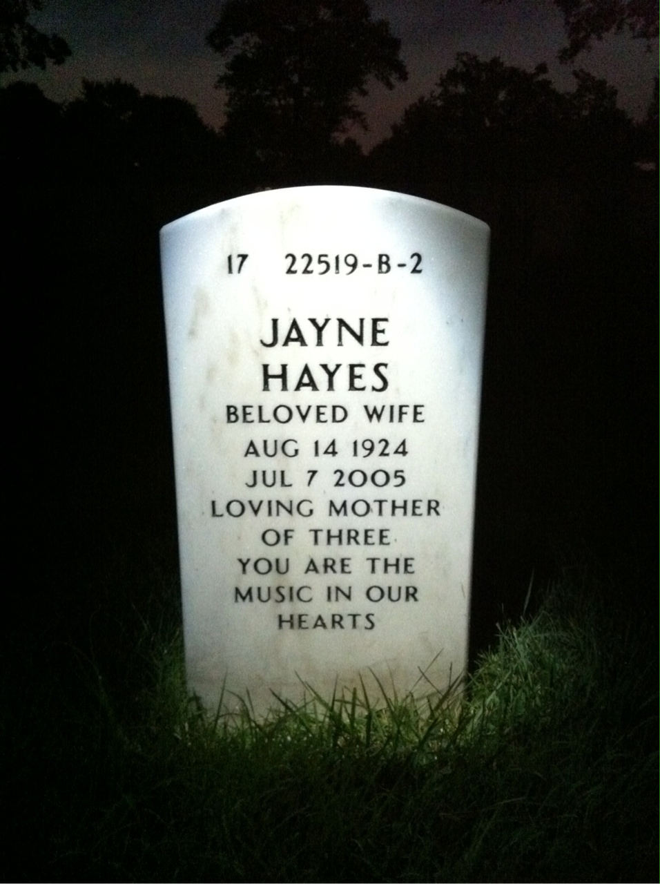 Back of headstone — Thomas Parrish