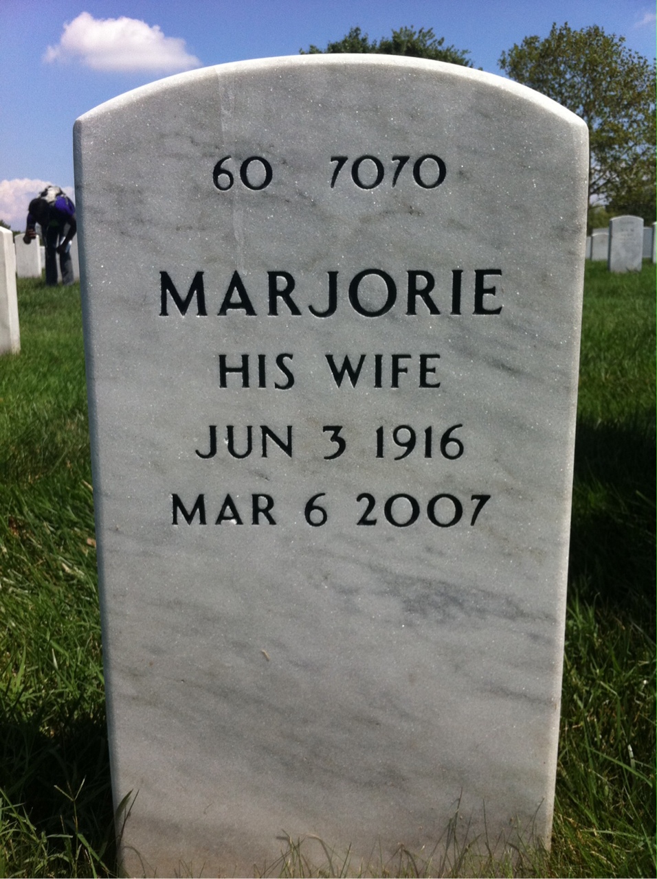 Back of headstone — Jack Garwood