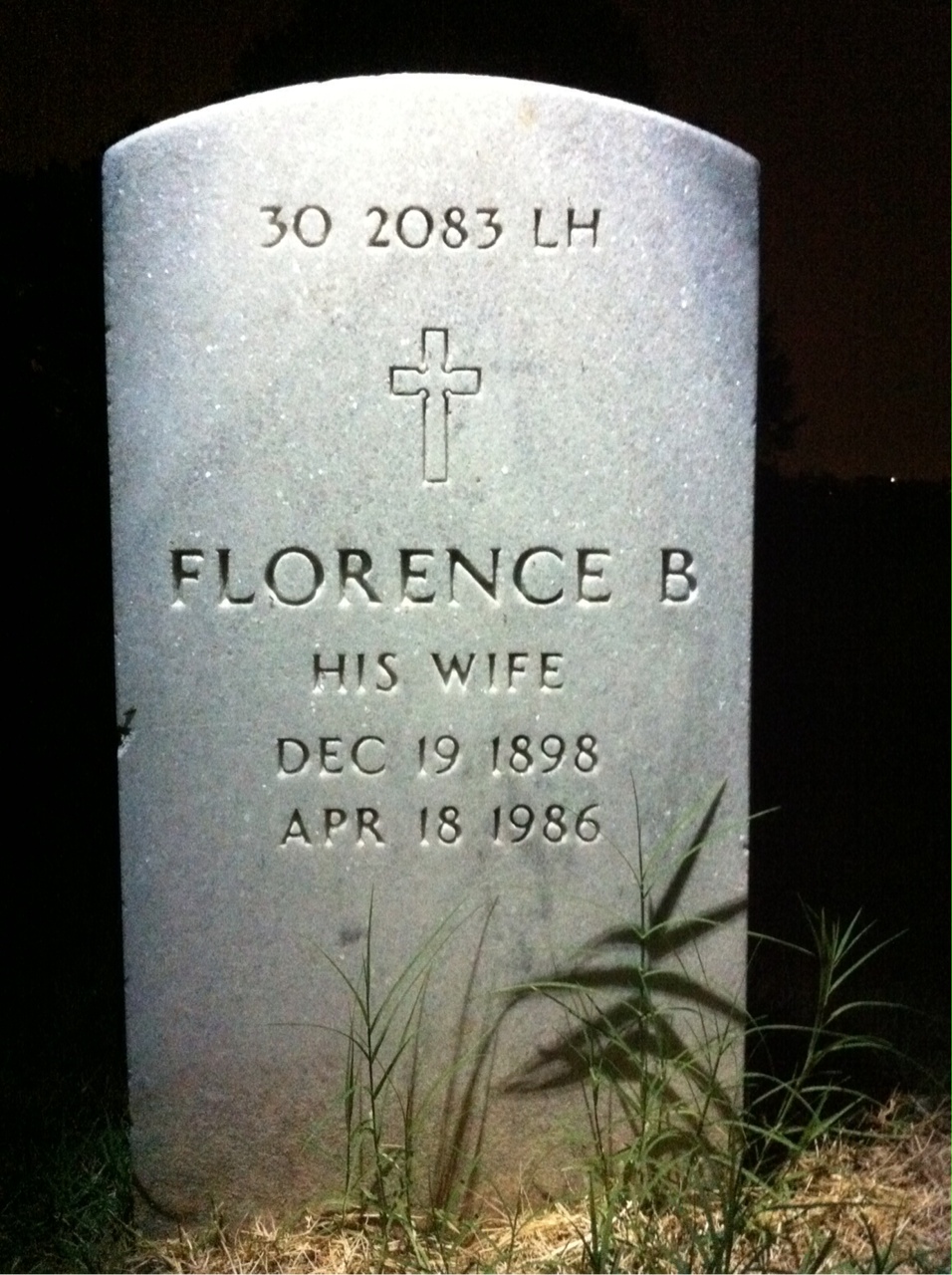 Back of headstone — William H Williamson