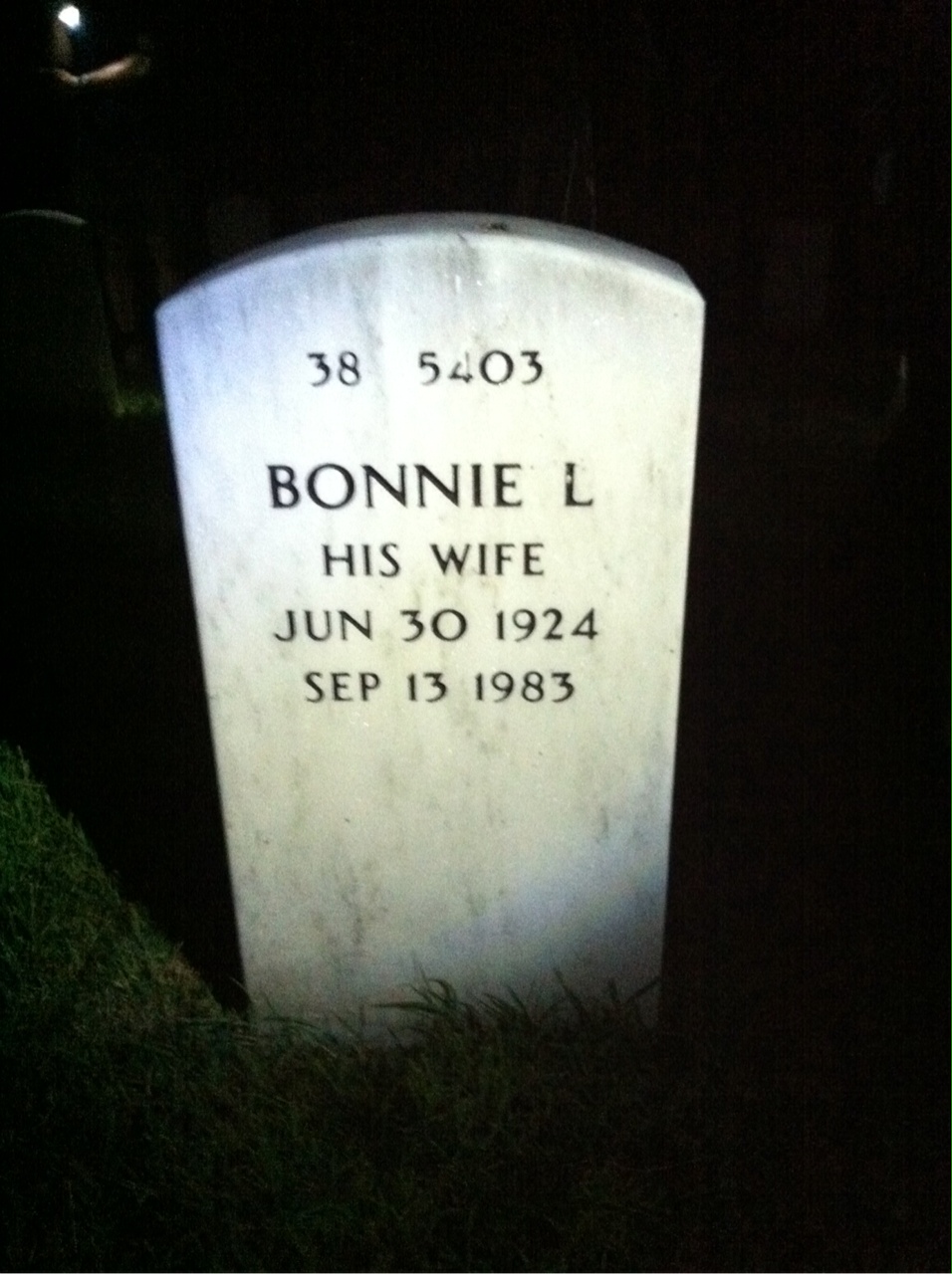 Back of headstone — Bob Roark