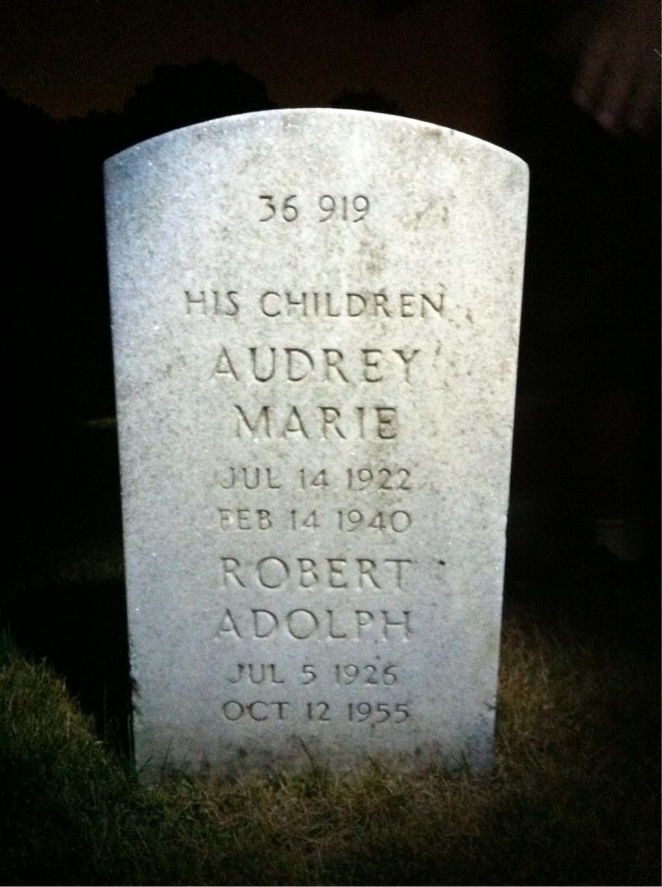 Back of headstone — Robert Anderson