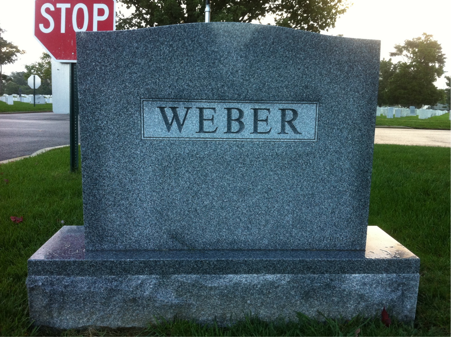Back of headstone — Gene Weber