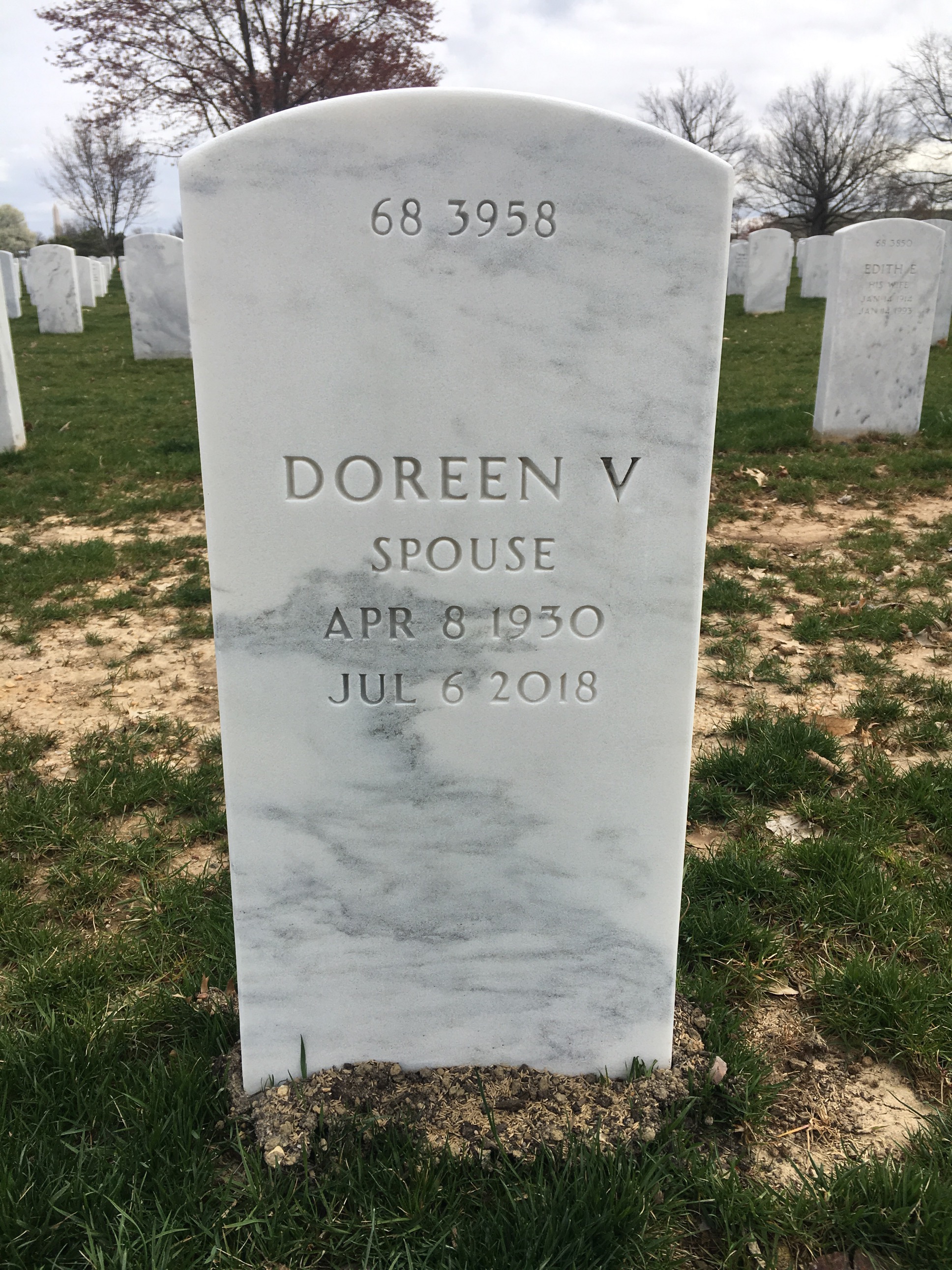 Back of headstone — Burnett Moore