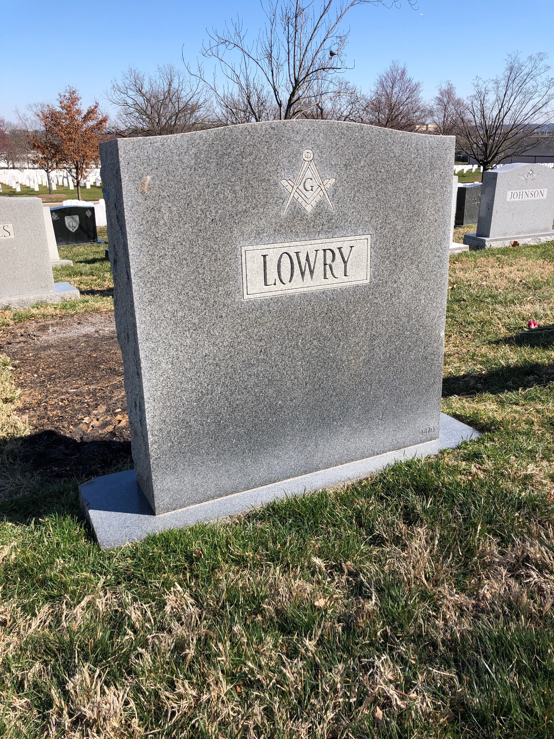 Back of headstone — Stanley Lowry