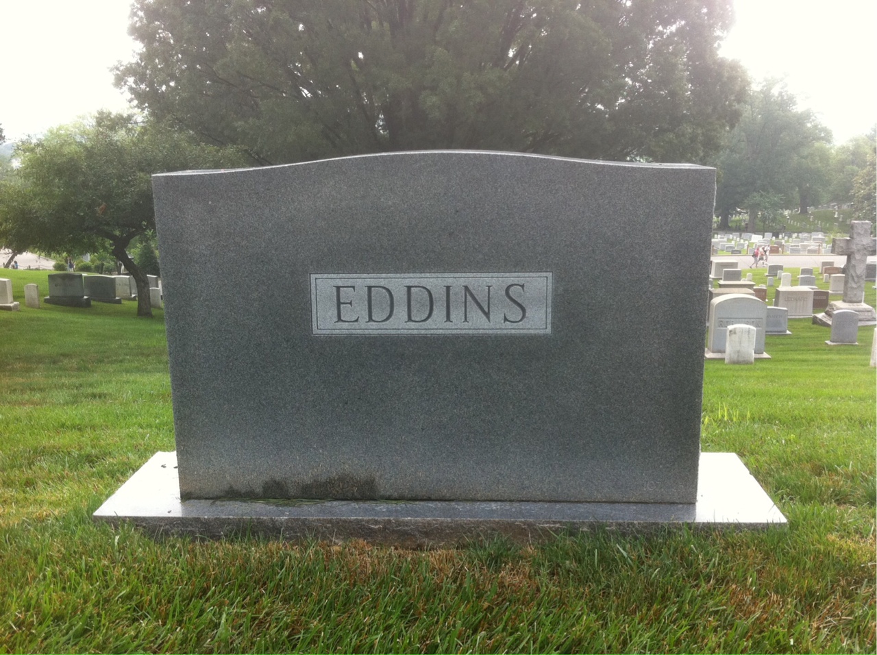 Back of headstone — Watha James Eddins