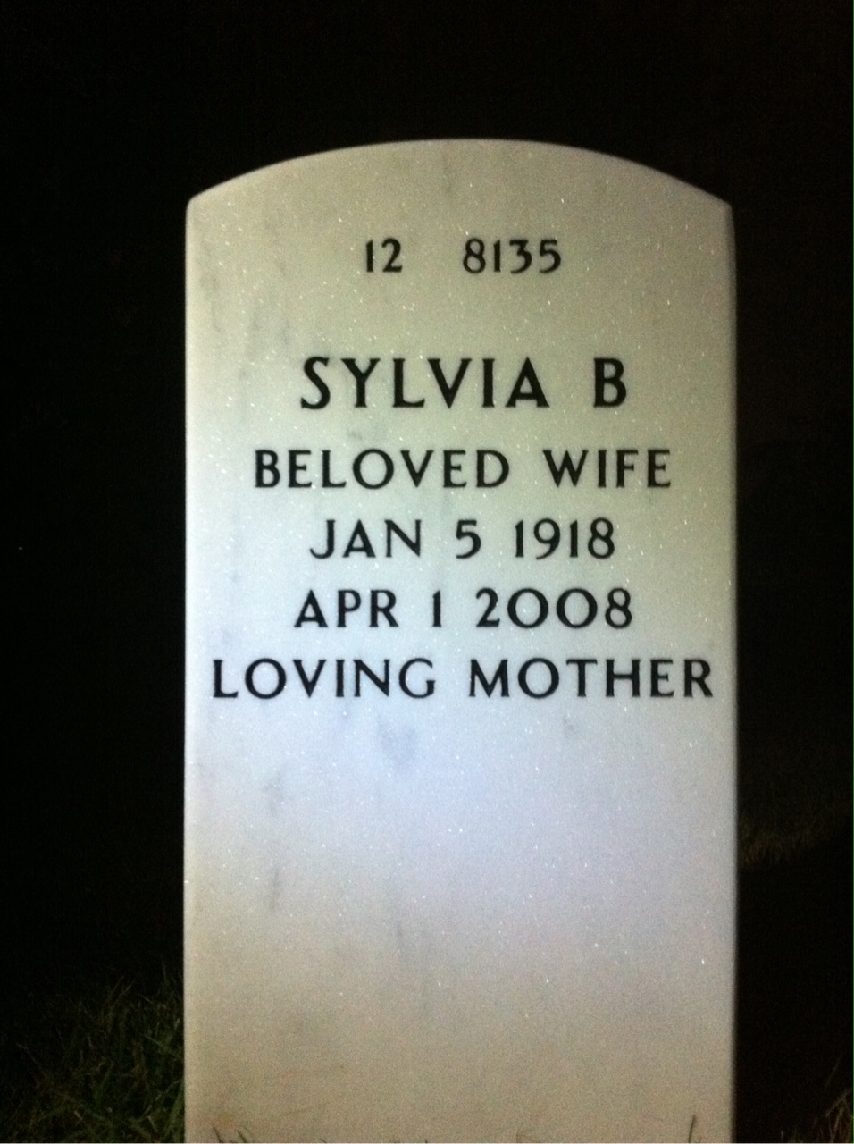 Back of headstone — Mason Erwin