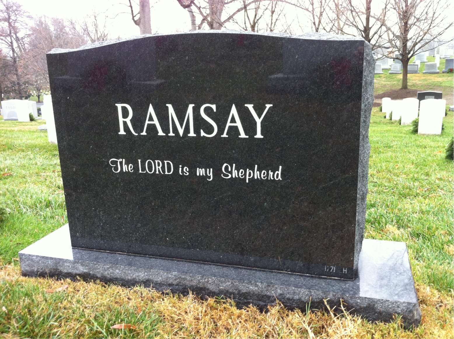 Back of headstone — Malcolm Ramsay