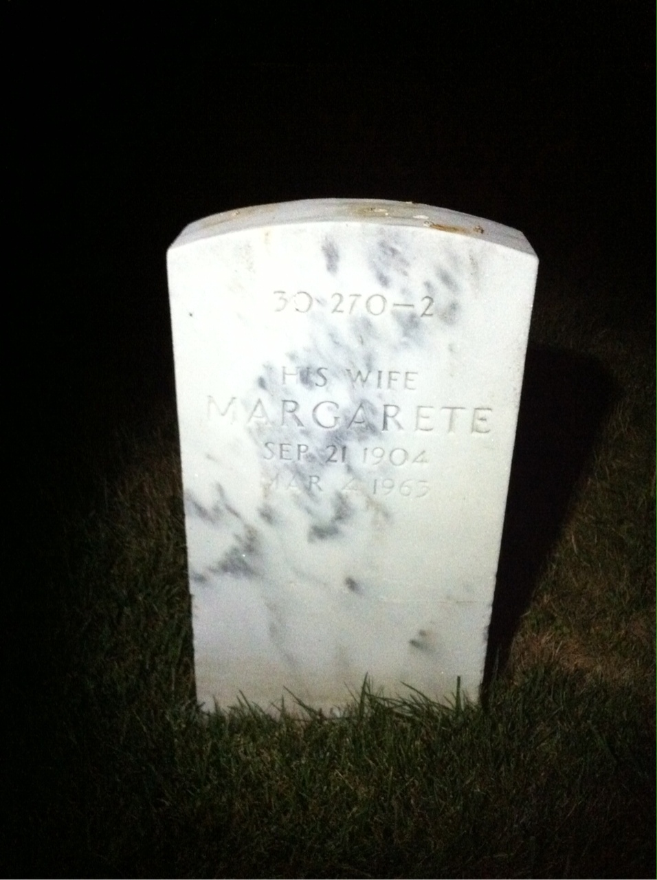 Back of headstone — Walter Akana