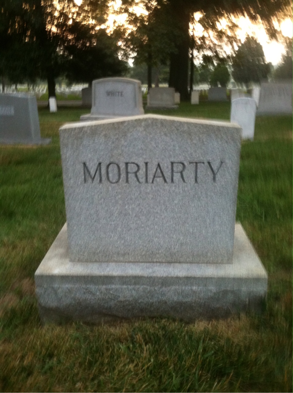 Back of headstone — Sylvester Moriarty