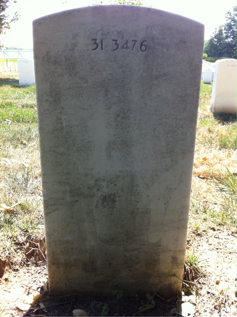 Back of headstone — James Austin