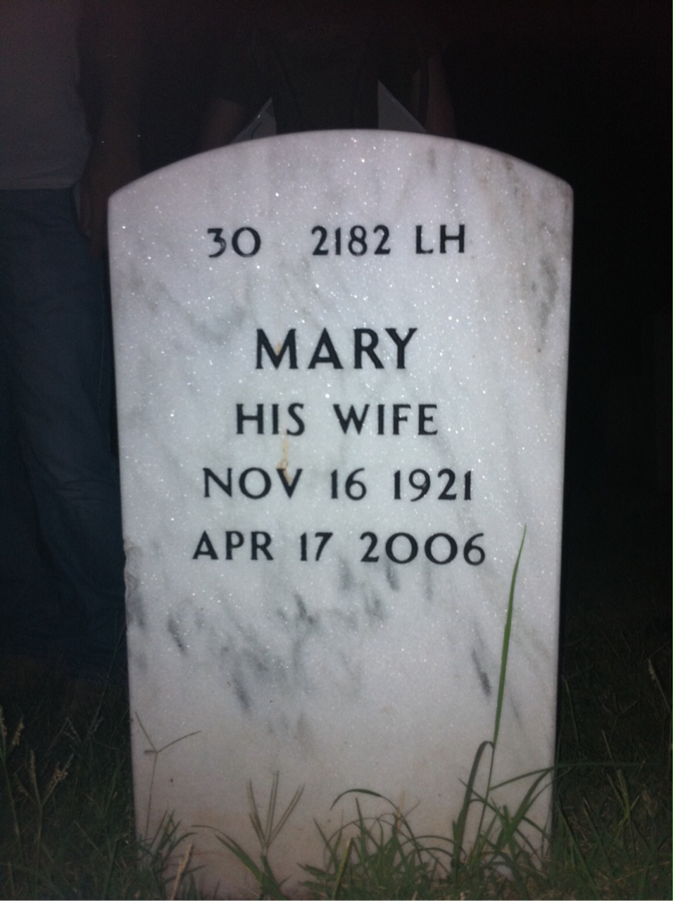 Back of headstone — Beryel Pace