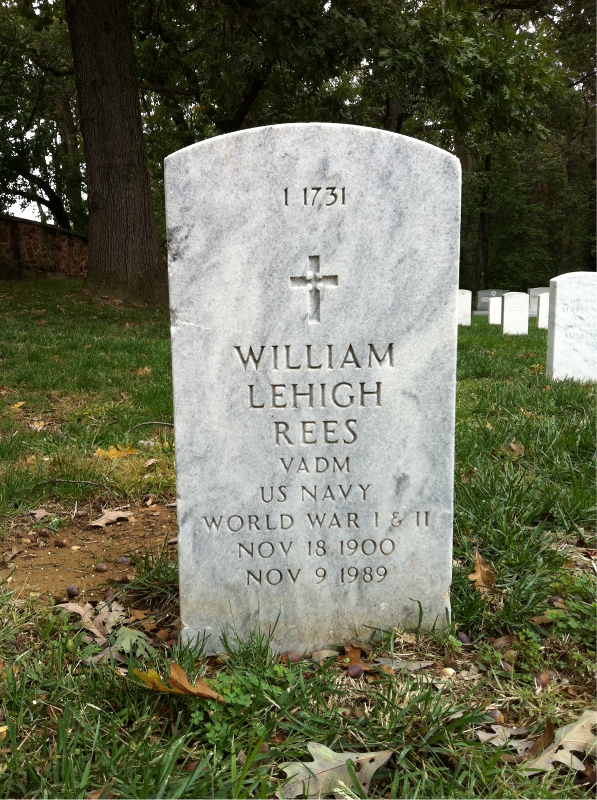 Back of headstone — William L Rees