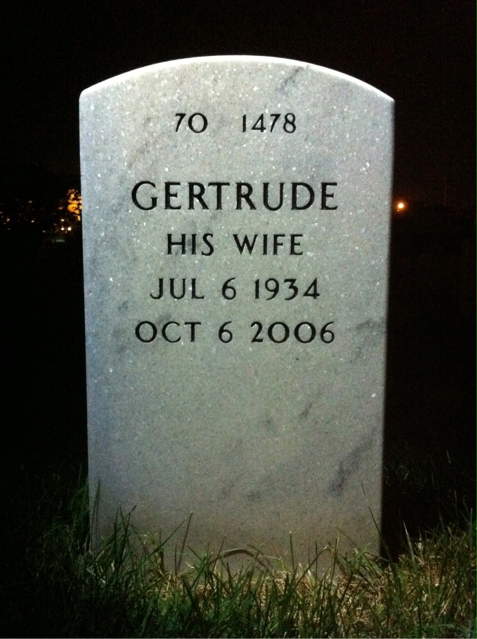 Back of headstone — Peter Boiani
