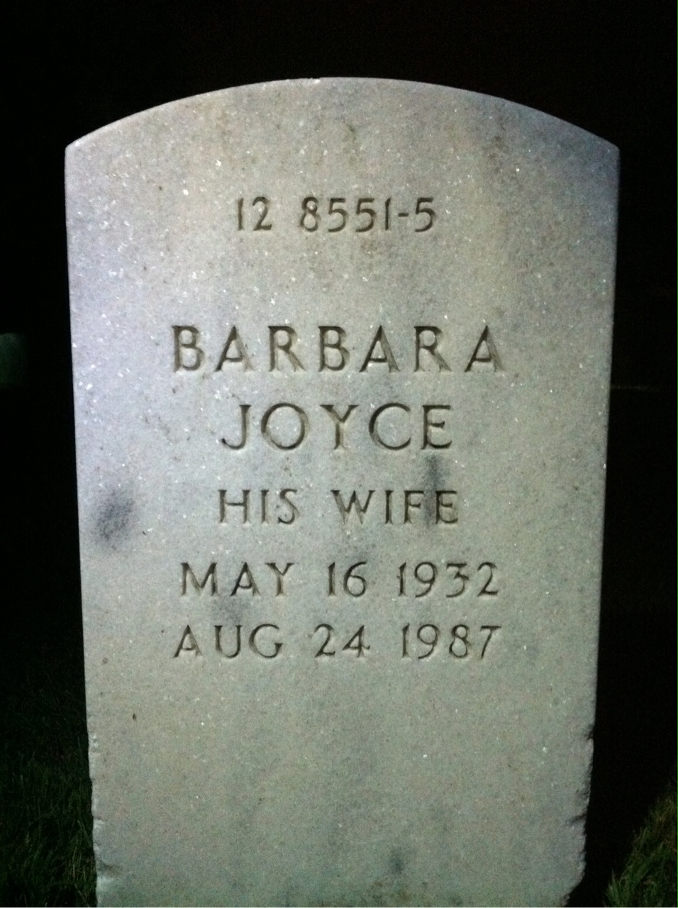Back of headstone — Barbara Mckenna