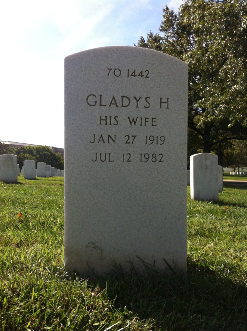 Back of headstone — Gladys Moulson