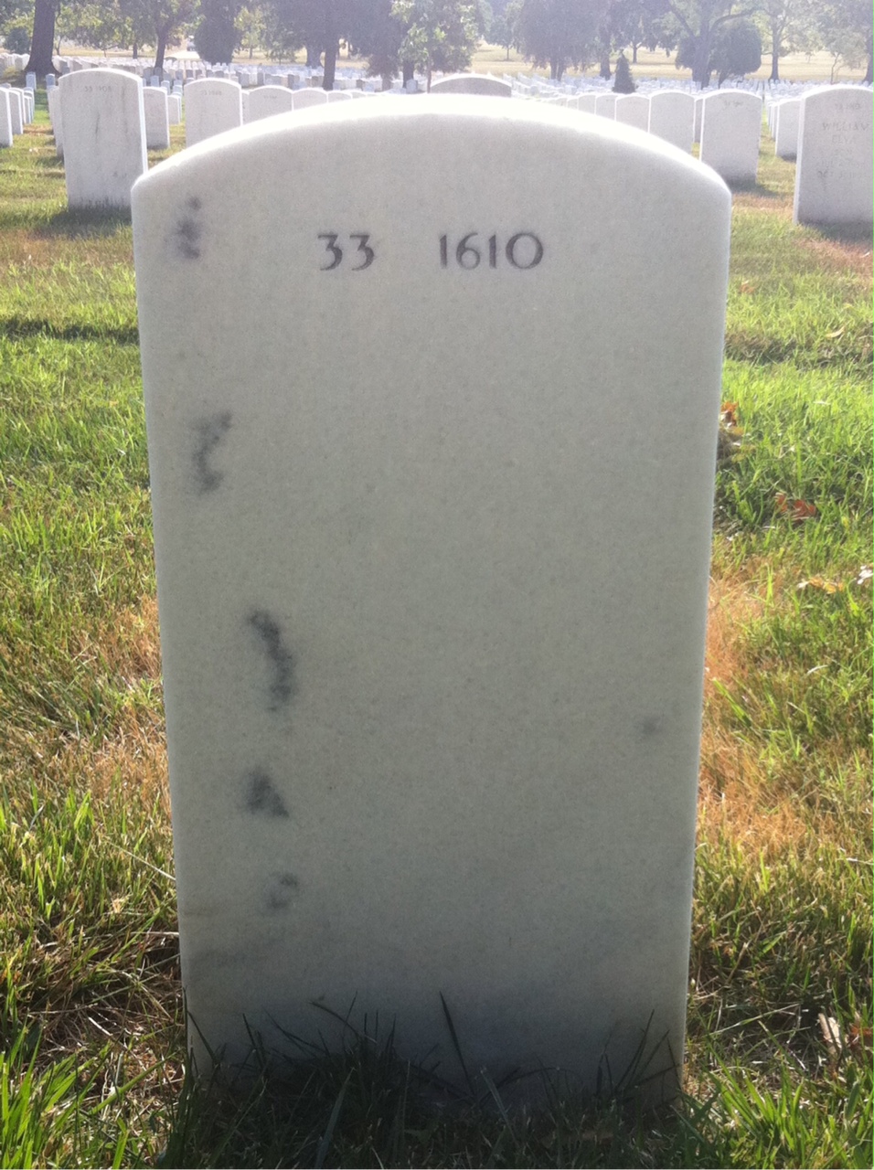 Back of headstone — Toney March