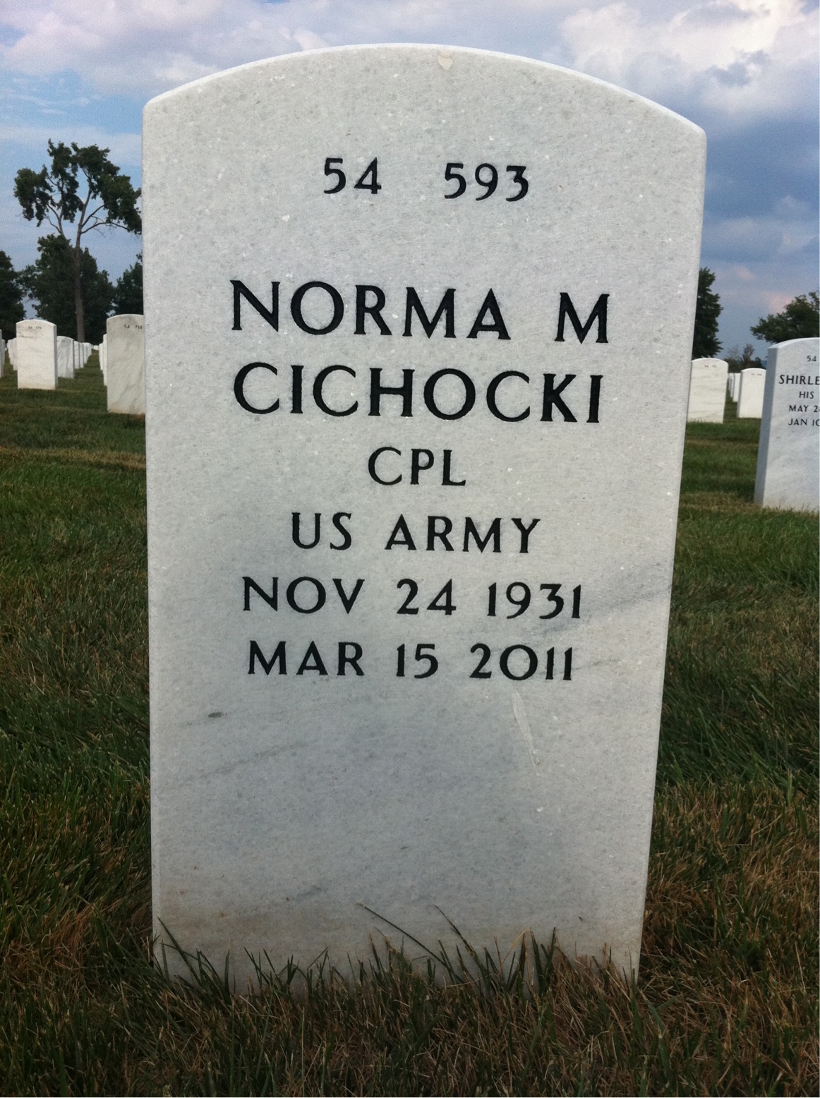 Back of headstone — John Cichocki