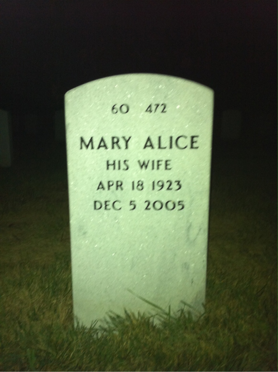 Back of headstone — Dean Brundage