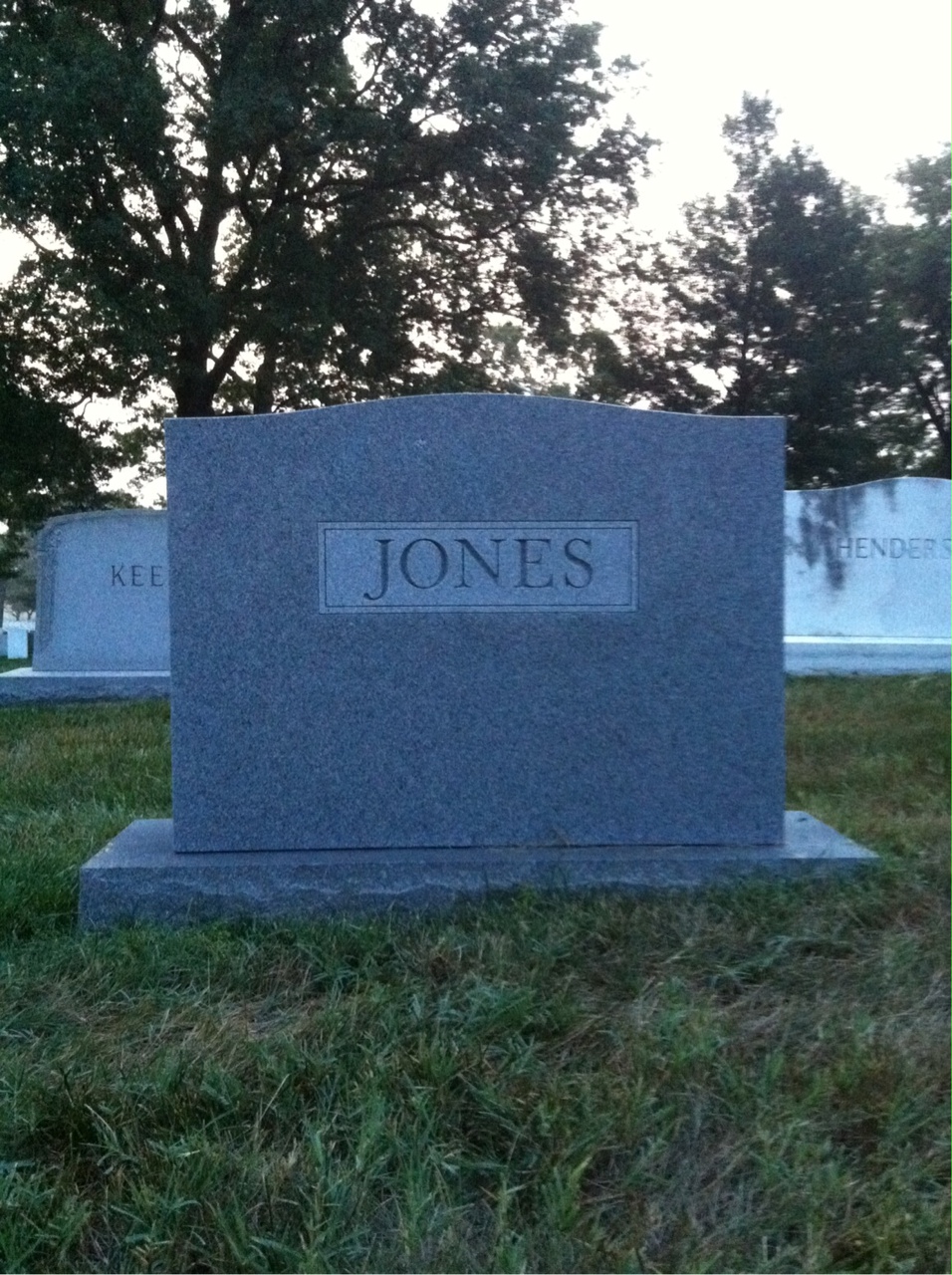 Back of headstone — Lafayette Jones