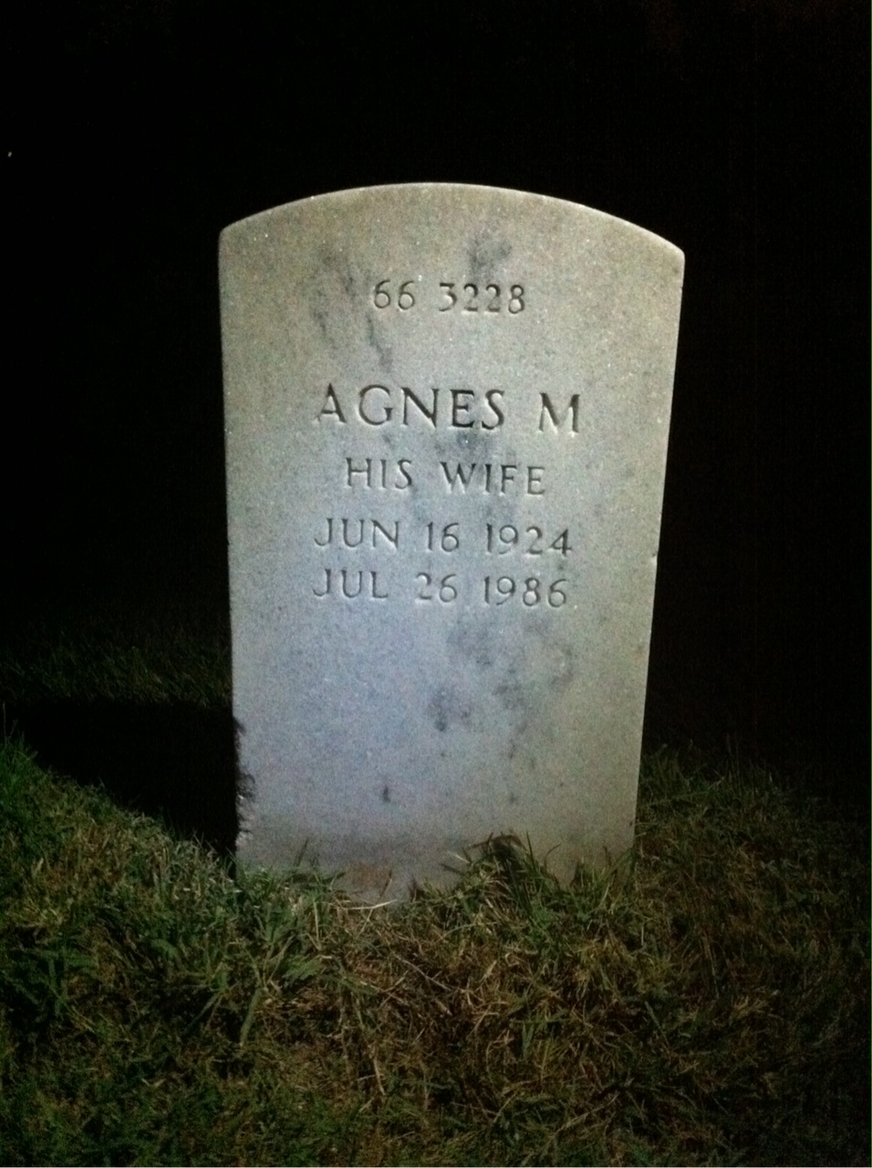 Back of headstone — Howard J Wilcox