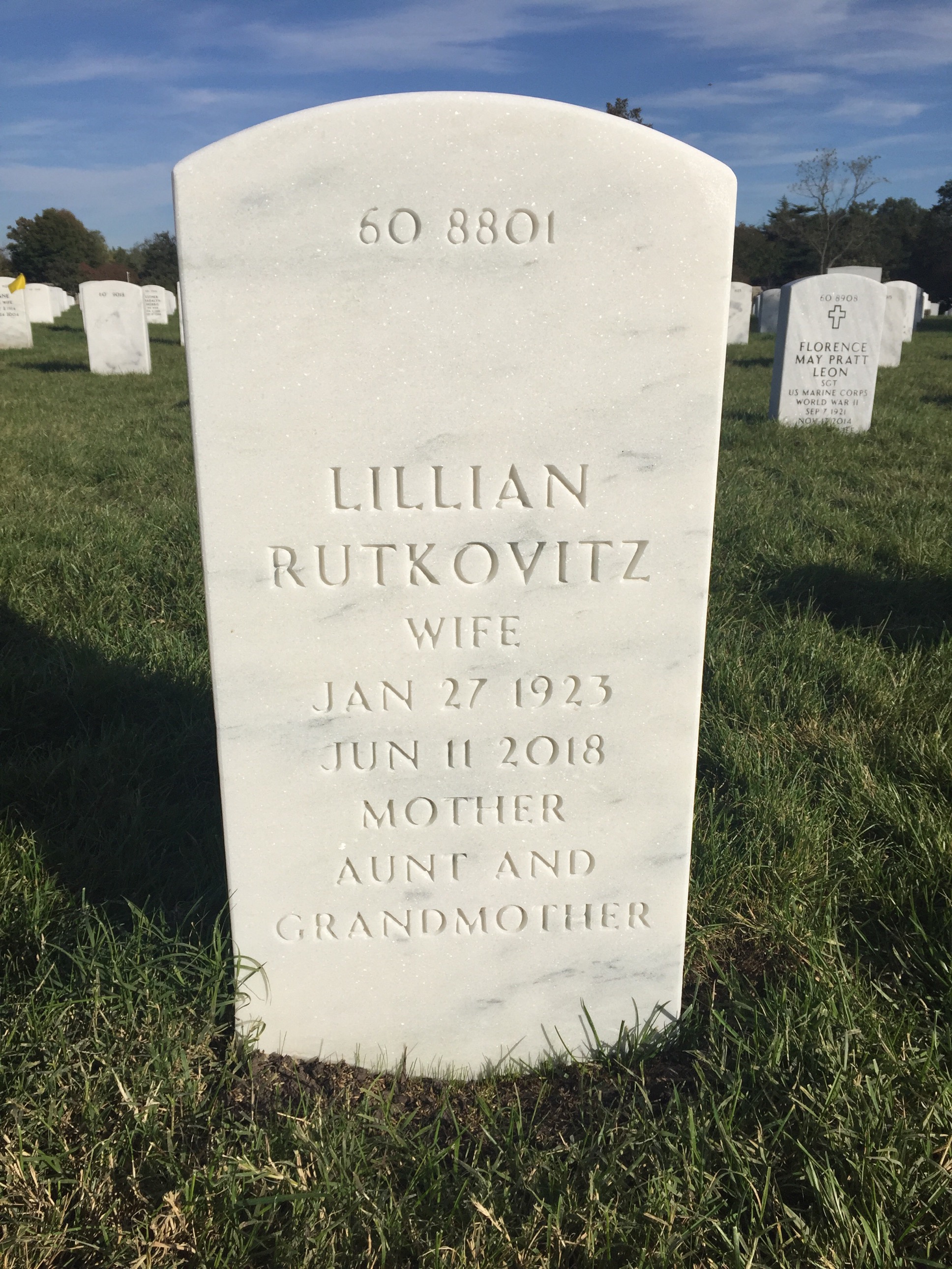 Back of headstone — Daniel Rutkovitz