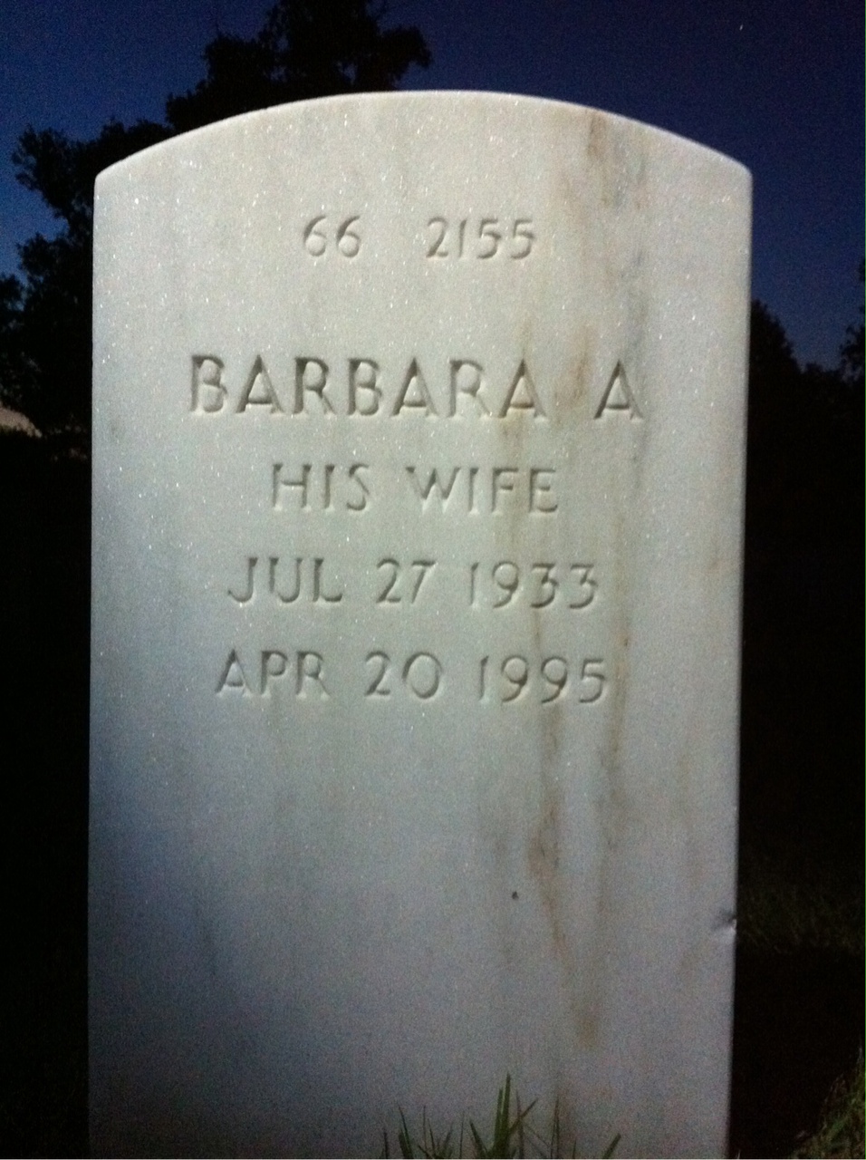 Back of headstone — William Thomas Cutshaw