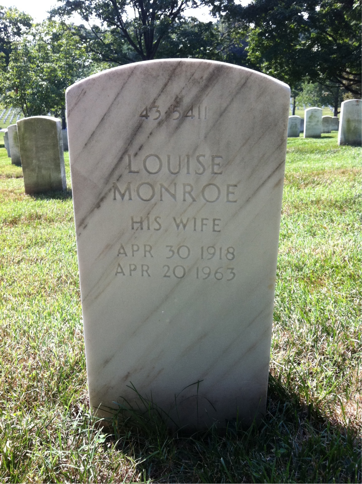 Back of headstone — Louise Morrison