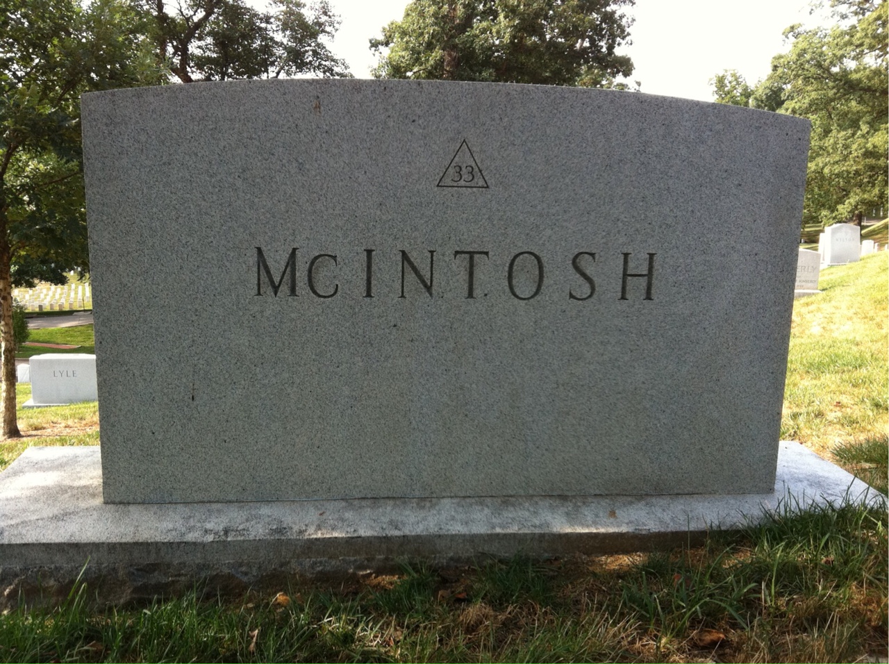 Back of headstone — Horace Mcintosh