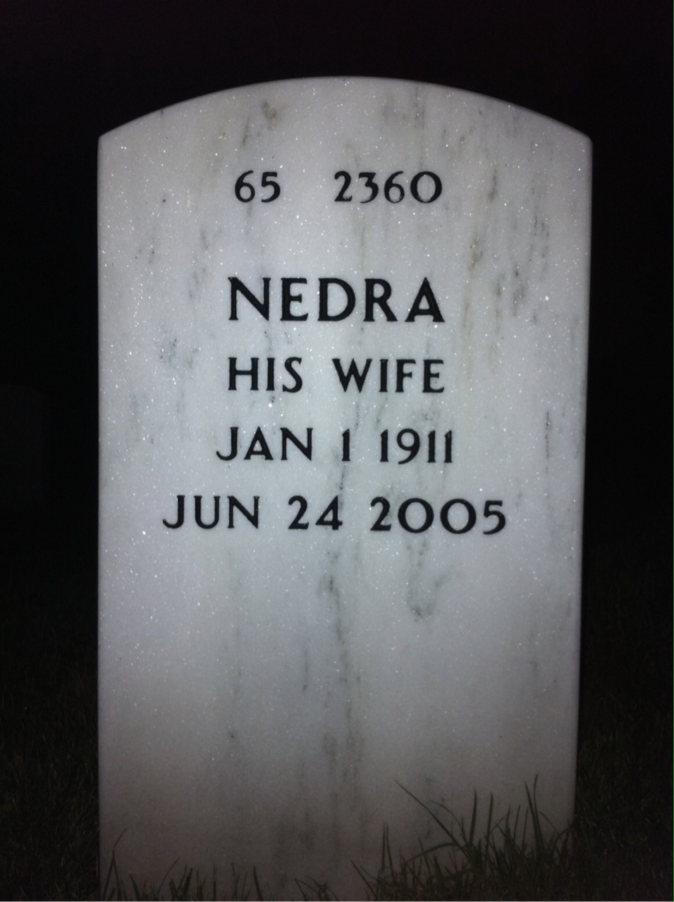 Back of headstone — Paul Arvin