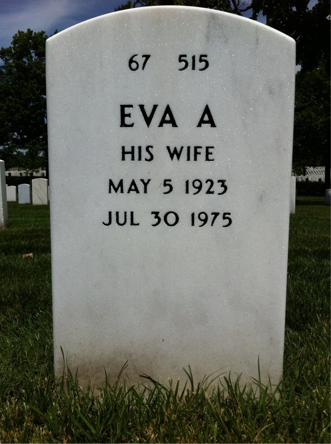 Back of headstone — Richard Hopfer