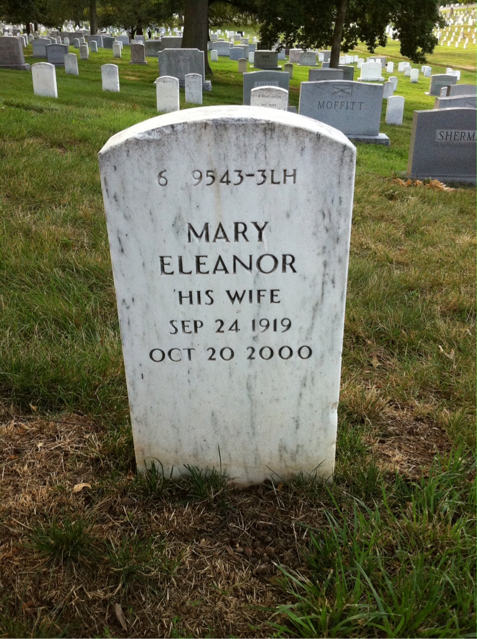 Back of headstone — Mary Baker