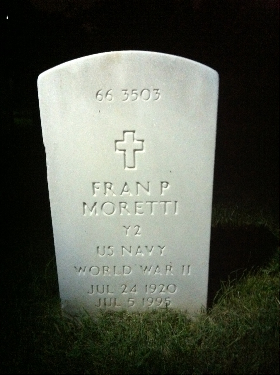Back of headstone — Cesare Moretti