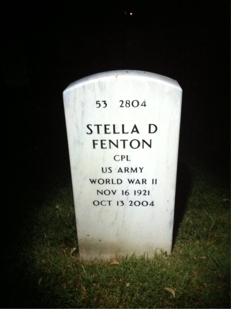 Back of headstone — James Fenton