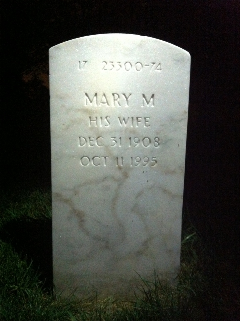 Back of headstone — Mary Allen