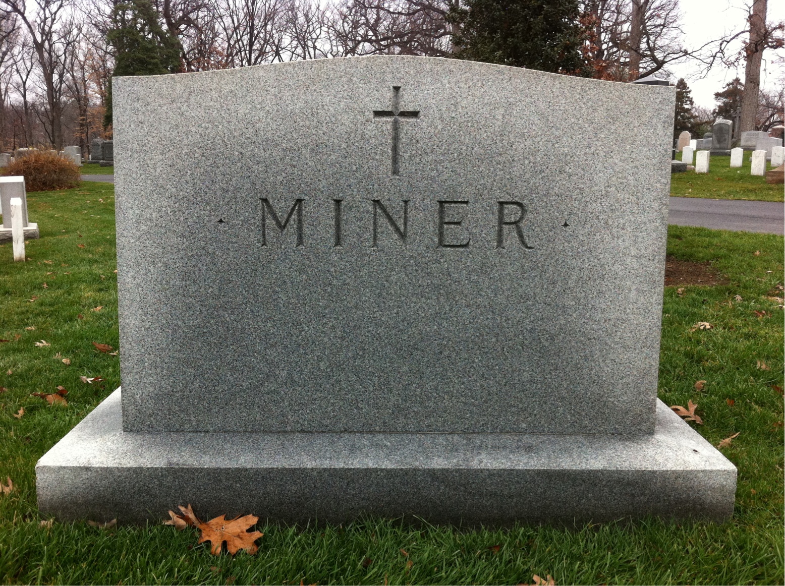 Back of headstone — Randolph Miner