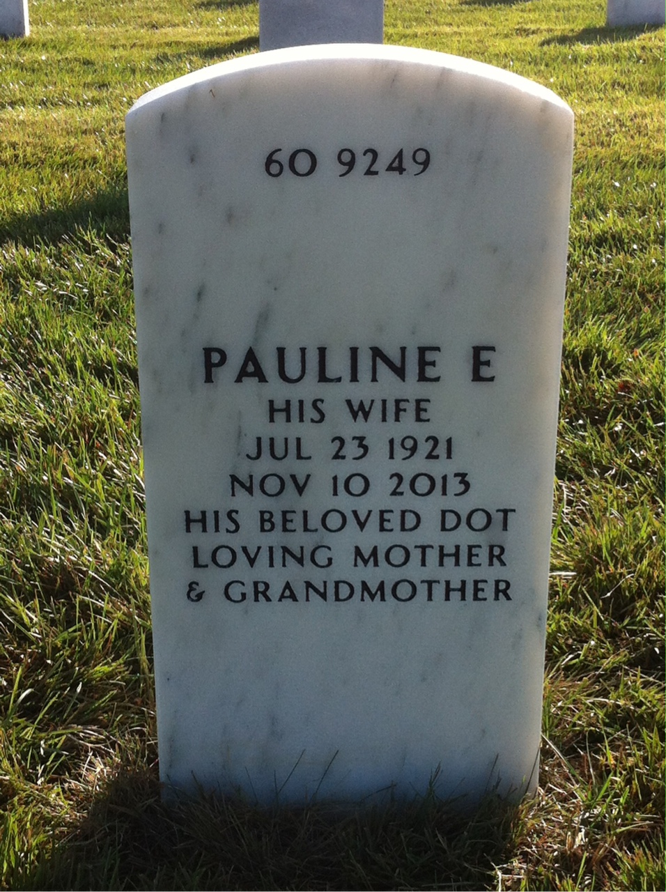 Back of headstone — Walter Dudding