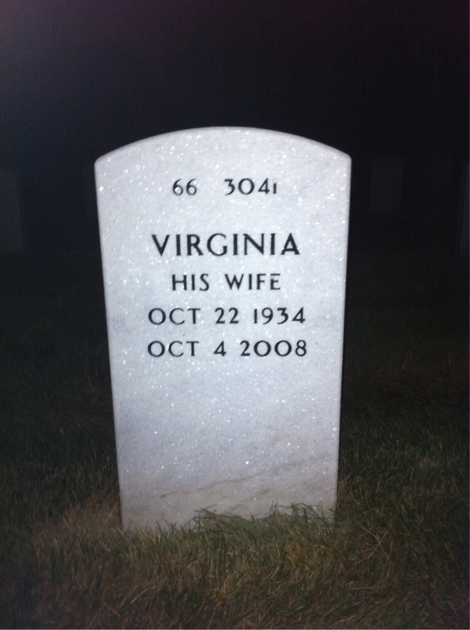 Back of headstone — Lauren Overby