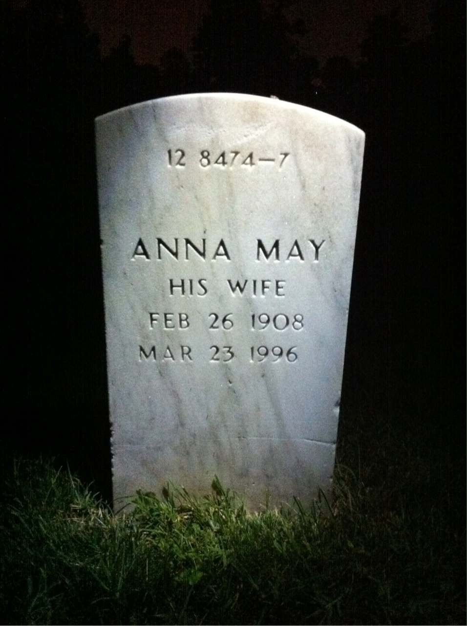 Back of headstone — Anna Milota