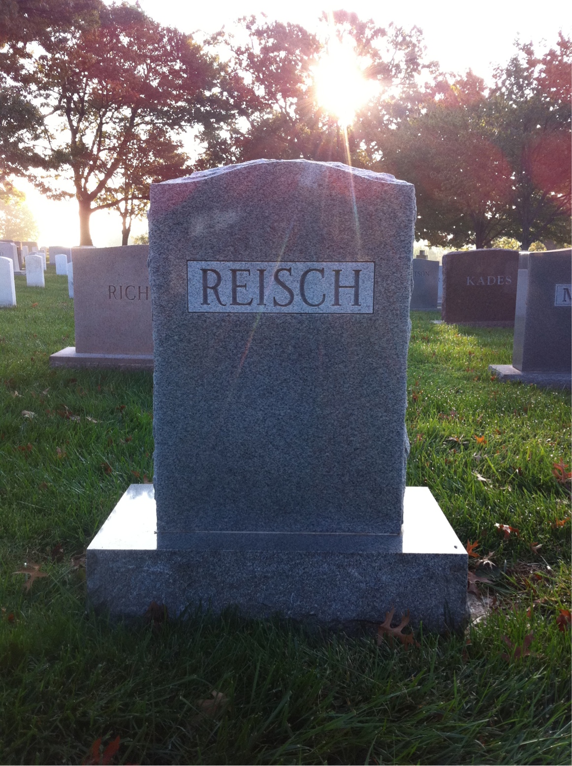 Back of headstone — Herman Reisch