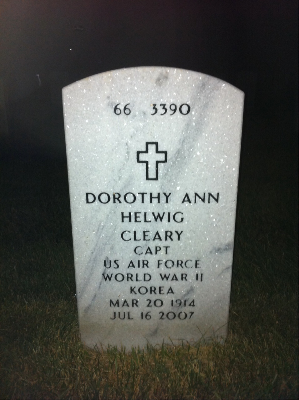 Back of headstone — Dorothy Cleary
