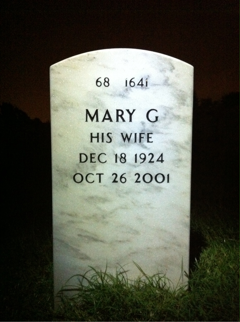 Back of headstone — John Myers