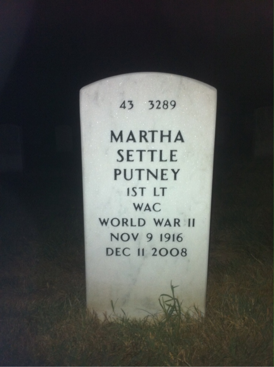 Back of headstone — Martha Putney