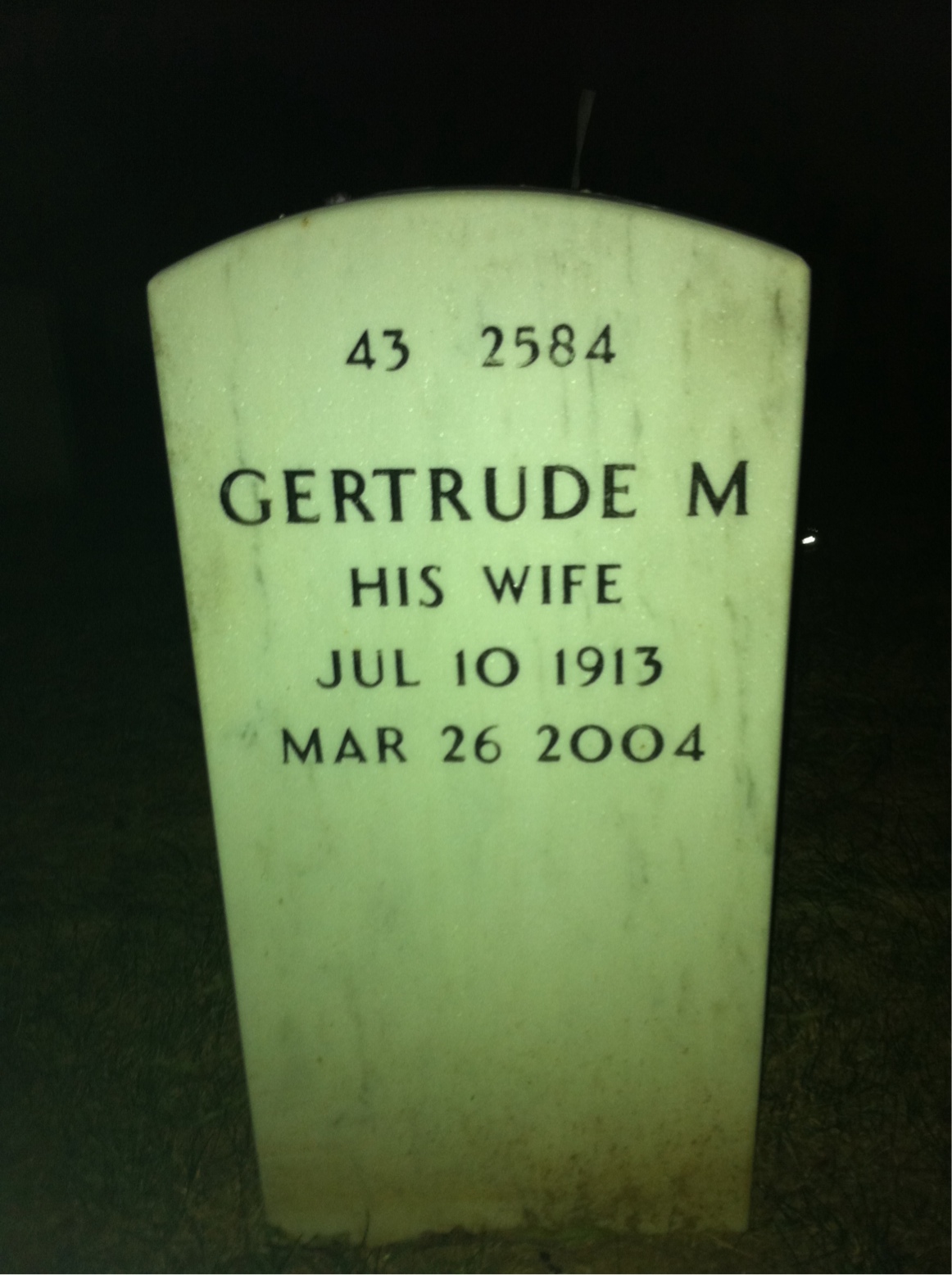 Back of headstone — Leo Finegan