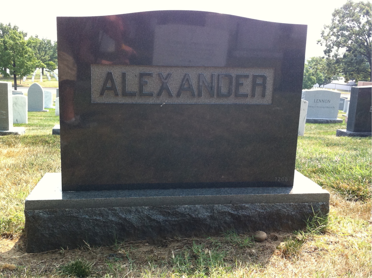 Back of headstone — Robert Alexander