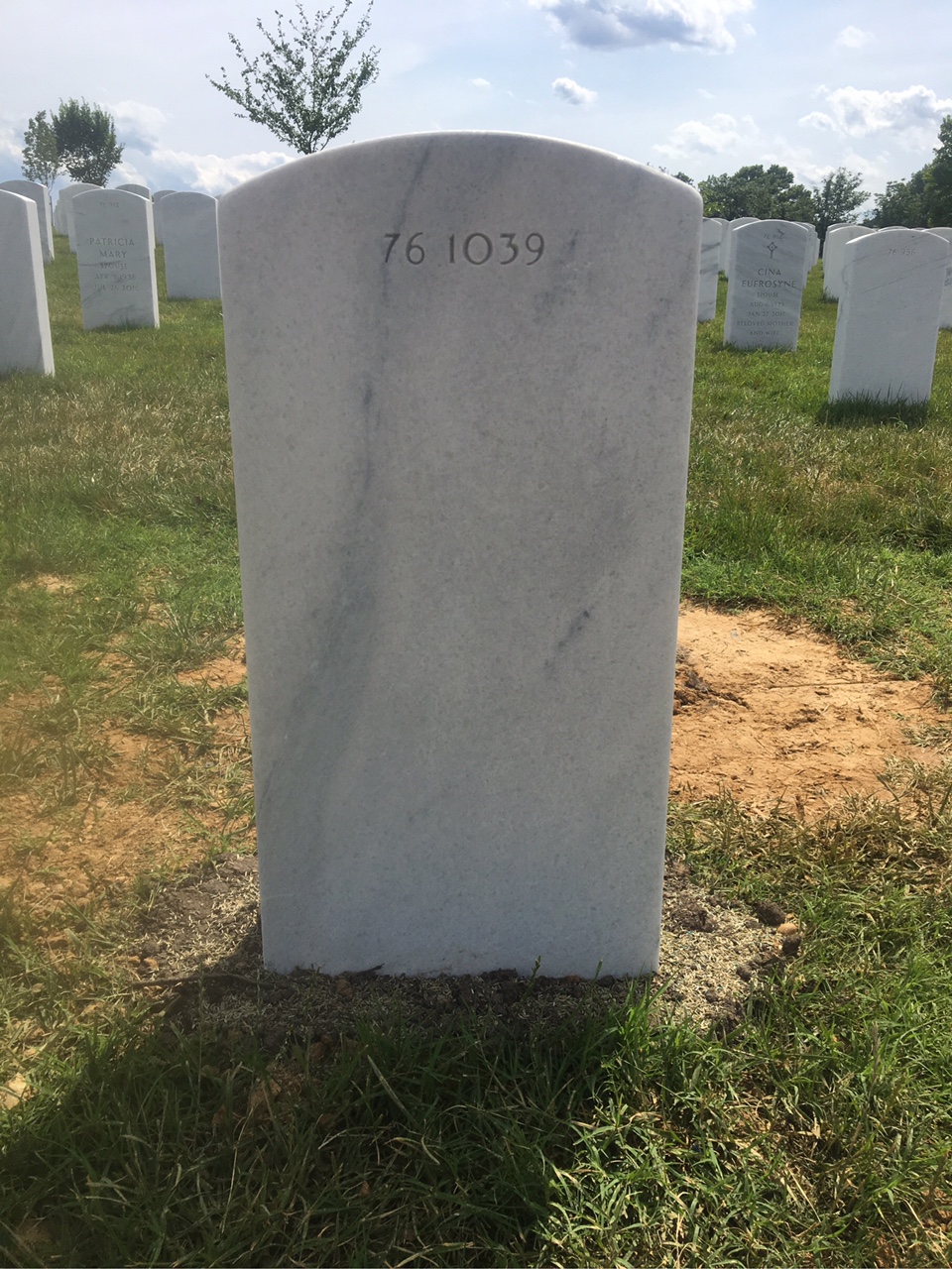 Back of headstone — William Harold Feeney