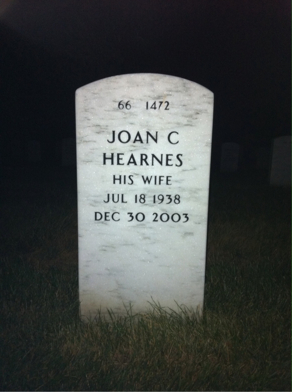 Back of headstone — Ernest Johnson