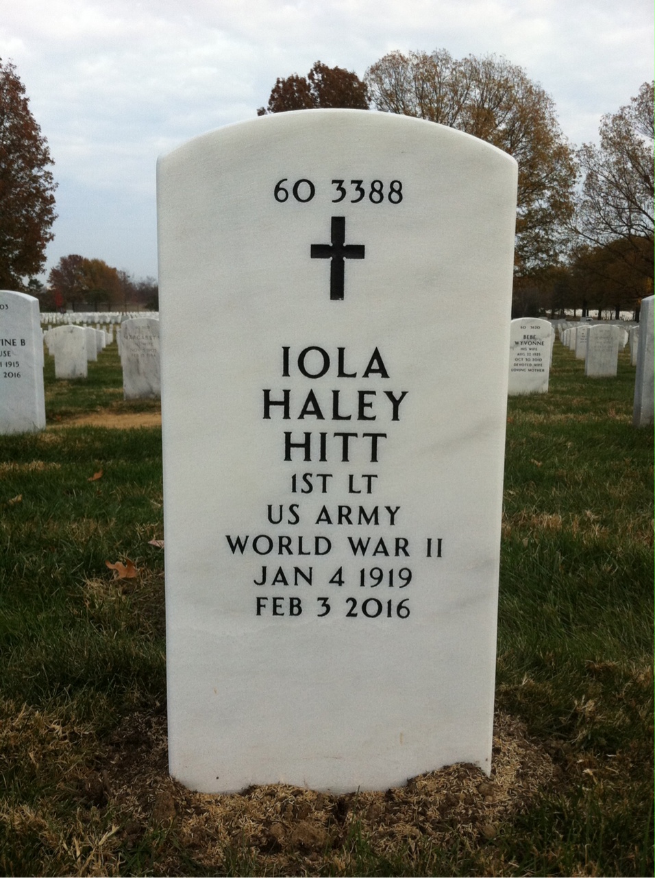 Back of headstone — Wright Hitt